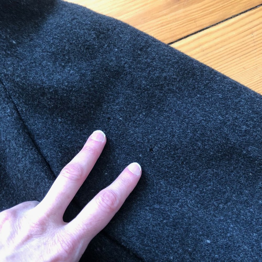 Vintage Perry Ellis Gray 100% Wool Fur Collar Dark Academia Coat USA ILGWU Made - Picture 15 of 16